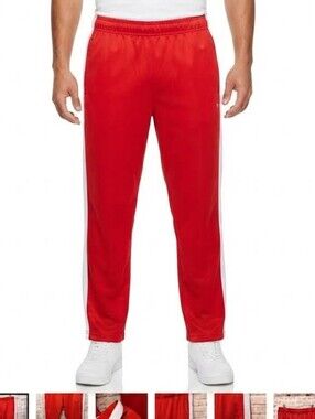 Xersion Track Pants Drawstring Lined RED/White Size Large